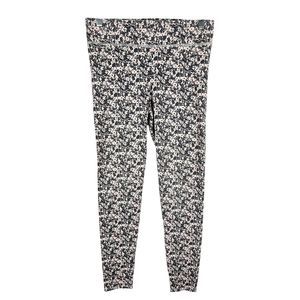 Aerie Medium Leggings Pink Gray Black Floral Abstract Print Pull On Cropped 1690